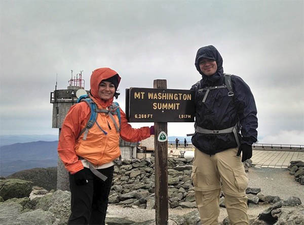 Jeremy and Sarah Girard at the top of Mount Washington